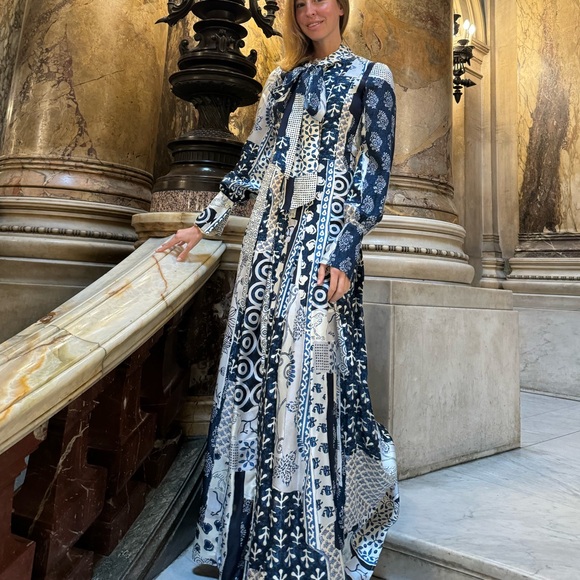 Oscar de la Renta Silk Patchwork Dress - Picture 9 of 10